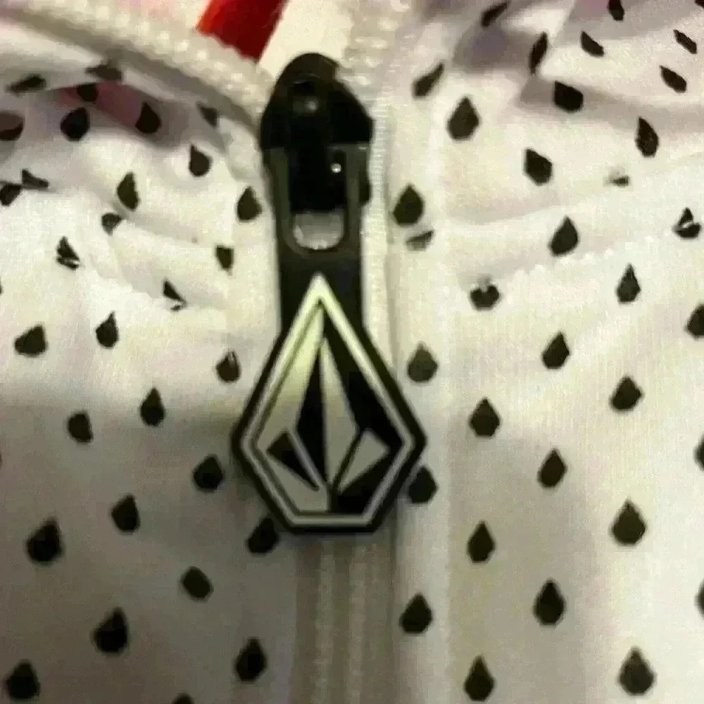 Volcolm Hooded Zip up Jacket Juniors Girls XS White with Orange Polka Dots - Picture 7 of 10